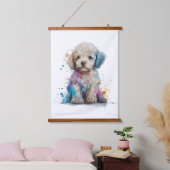 Cute Poodle Waterverf Art Hangend Wandkleed (Slaapkamer)