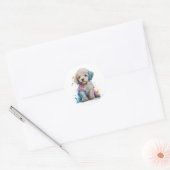Cute Poodle Waterverf Art Ronde Sticker (Envelop)
