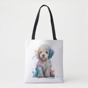 Cute Poodle Waterverf Art Tote Bag