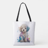 Cute Poodle Waterverf Art Tote Bag (Achterkant)