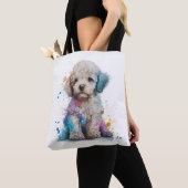 Cute Poodle Waterverf Art Tote Bag (Dichtbij)