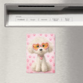 Cute Poodle with Pink Paw Prints Tote Bag  Magneet (Insitu (Vaatwasser))