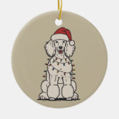 Cute Poodle Wrapped in Christmas Lights Holiday  Keramisch Ornament (Voorkant)