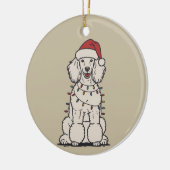 Cute Poodle Wrapped in Christmas Lights Holiday  Keramisch Ornament (Links)