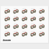 Cute Poodles in kerstHolly Wreaths Ronde Sticker (Vel)