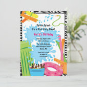 Cute Pool Birthday Invitation Kaart (Staand voorkant)