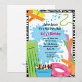 Cute Pool Birthday Invitation Kaart (Voorkant / Achterkant)