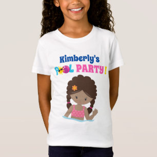 Cute Pool Party African American Birthday Girl T-shirt