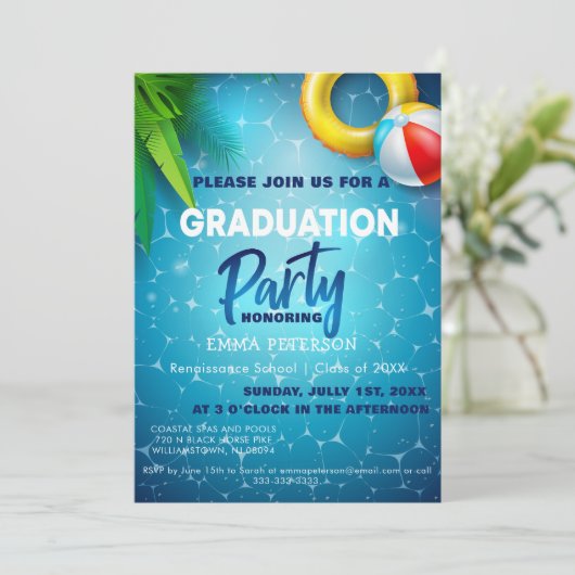 Cute Pool Party (Keuze uit zwembad), Afstuderen ca Kaart (Staand voorkant)