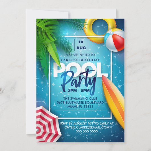 Cute Pool Party (Keuze van de Zwemdag) Kaart (Voorkant)