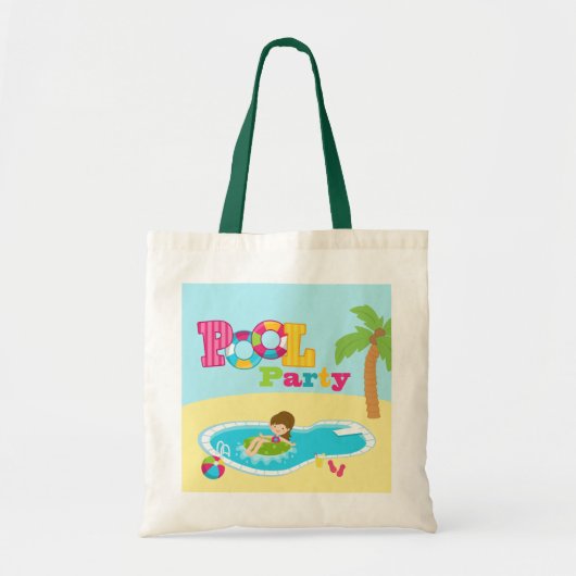 Cute pool party meisjes verjaardagsfeest canvas ta tote bag (Voorkant)