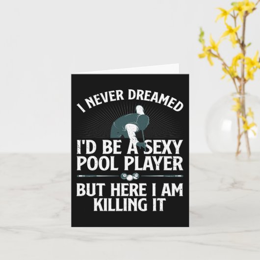 Cute Pool Player Art for Men Women Billiards 8 Bal Kaart (Gele Bloem)