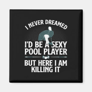 Cute Pool Player Art for Men Women Billiards 8 Bal Magneet