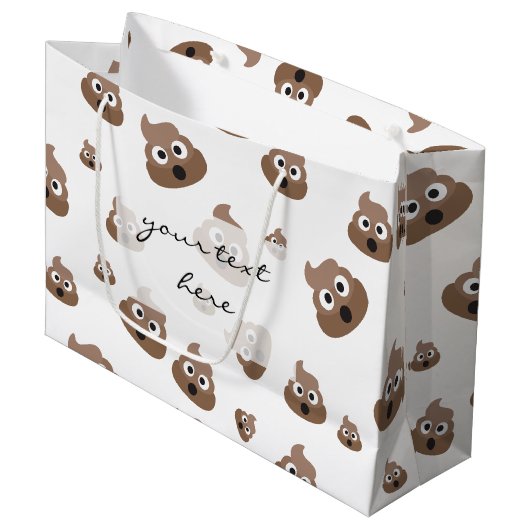 Cute Poop Emoji Pattern Groot Cadeauzakje (Voorkant Gekanteld)