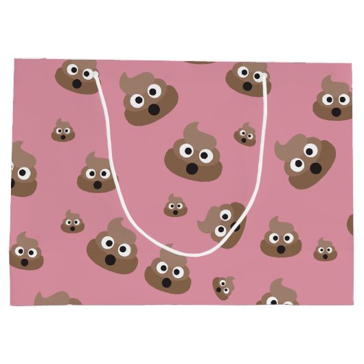 Cute Poop Emoji Pattern Groot Cadeauzakje (Achterkant)