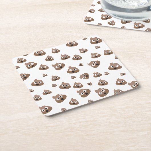 Cute Poop Emoji Pattern Kartonnen Onderzetters (Schuin)