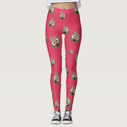 Cute Poop Emoji Pattern Leggings (Voorkant)