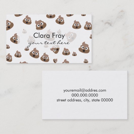 Cute Poop Emoji Pattern Visitekaartje (Voorkant / Achterkant)