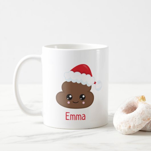 Cute Poop Emoji Persoonlijke kerstMok Koffiemok (Met donut)