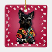 Cute Pootafdrukrand Huisdier Keramisch Ornament (Achterkant)