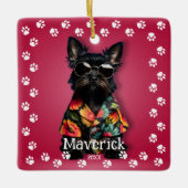 Cute Pootafdrukrand Huisdier Keramisch Ornament (Voorkant)