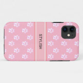 Cute pootpatroon & tekst op roze Case-Mate iPhone case (Achterkant (horizontaal))