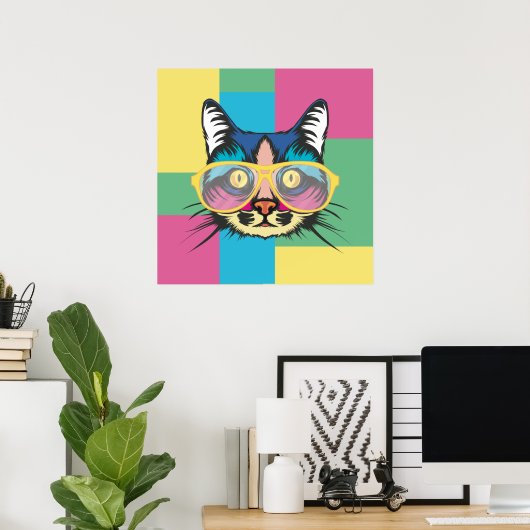 Cute Pop Art Cat Poster (Thuiskantoor)