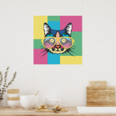 Cute Pop Art Cat Poster (Keuken)