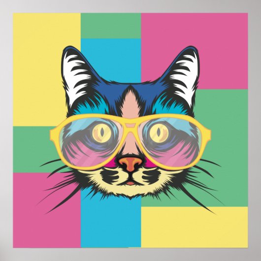Cute Pop Art Cat Poster (Voorkant)