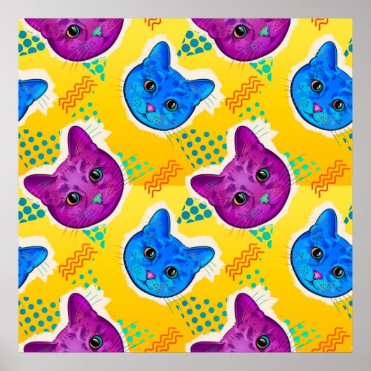 Cute Pop Art Cat Poster (Voorkant)