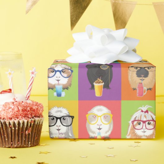 Cute Pop-Art Cavia Inpakpapier (Verjaardagsfeest)