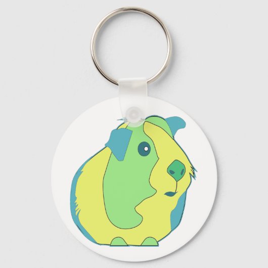 Cute Pop Art Guinea Pig Sleutelhanger (Voorkant)