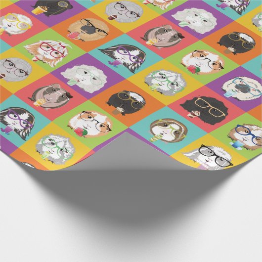 Cute Pop-Art Guinea Pig Wrapping Paper Cadeaupapier (Hoek)