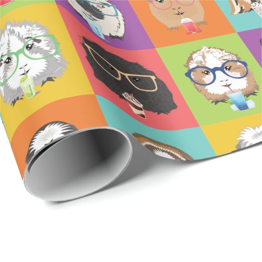 Cute Pop-Art Guinea Pig Wrapping Paper Cadeaupapier (Rol Hoek)