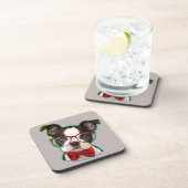 Cute Pop Art Hipster Boston Terrier Bier Onderzetter (Rechterzijde)