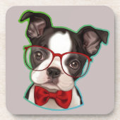 Cute Pop Art Hipster Boston Terrier Bier Onderzetter (Voorkant)