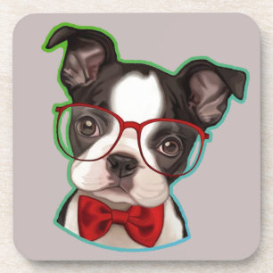 Cute Pop Art Hipster Boston Terrier Bier Onderzetter
