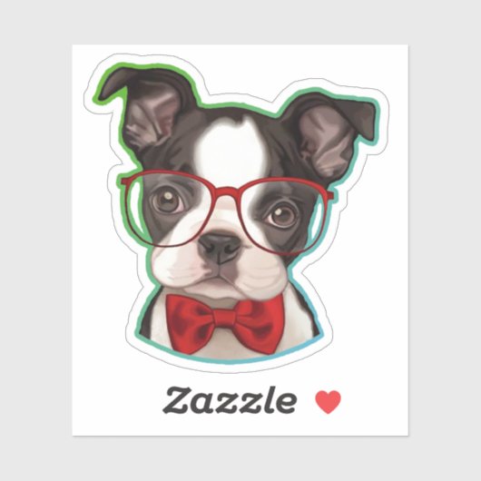 Cute Pop Art Hipster Boston Terrier Sticker (Vel)