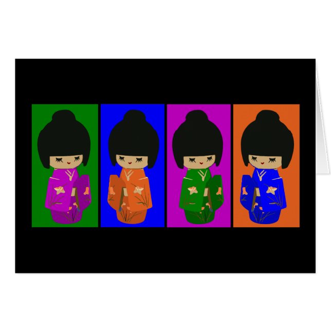 Cute Pop Art Kokeshi Dolls (Voorkant Horizontaal)