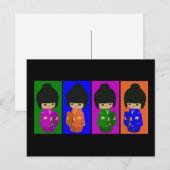 Cute Pop Art Kokeshi Dolls Briefkaart (Voorkant / Achterkant)