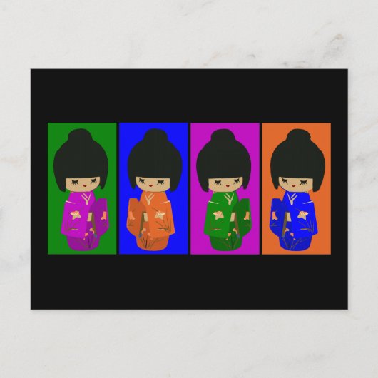Cute Pop Art Kokeshi Dolls Briefkaart (Voorkant)
