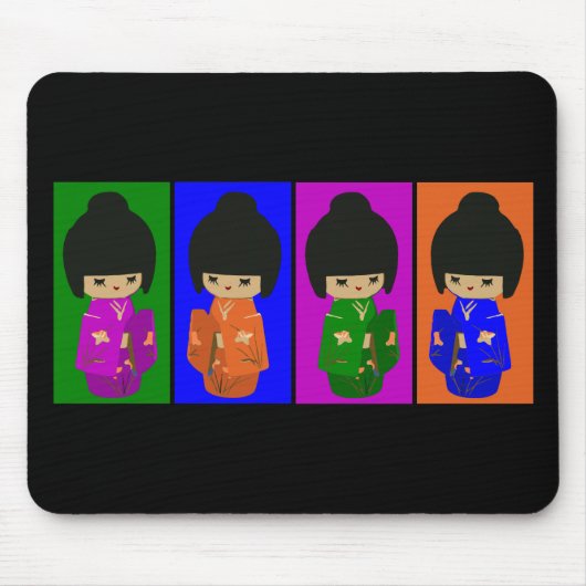 Cute Pop Art Kokeshi Dolls Muismat (Voorkant)