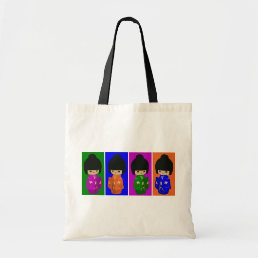 Cute Pop Art Kokeshi Dolls Tote Bag (Voorkant)