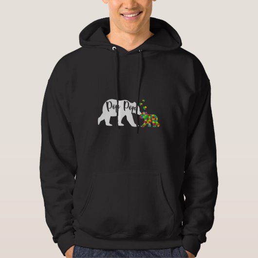 Cute Pop Pop Beer Autism Awareness Family Support Hoodie (Voorkant)