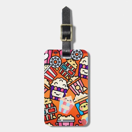 Cute Popcorn Bagagelabel (Voorkant verticaal)