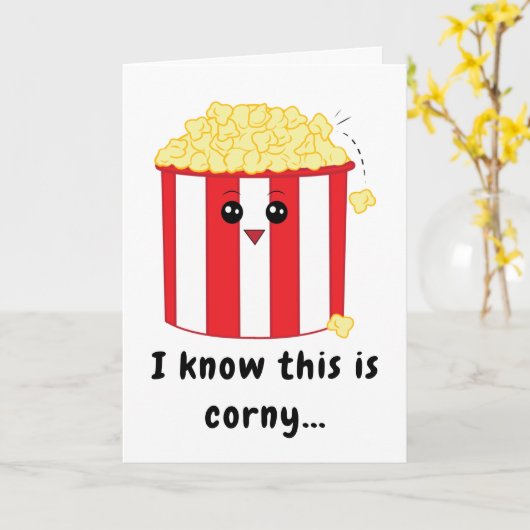 Cute Popcorn Birthday Kaart (Gele Bloem)