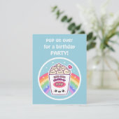 Cute Popcorn Birthday Party Kaart (Staand voorkant)