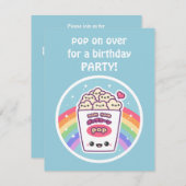 Cute Popcorn Birthday Party Kaart (Voorkant / Achterkant)