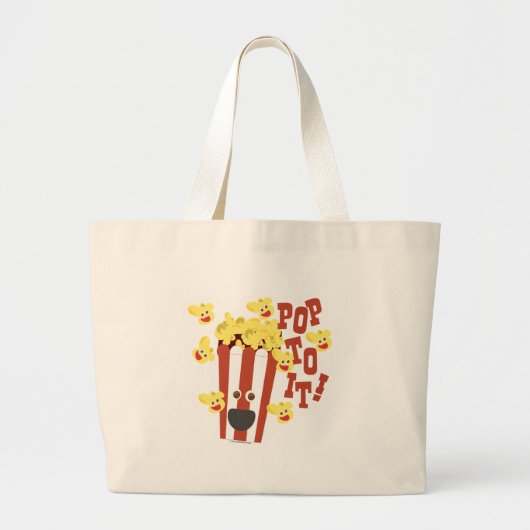 Cute Popcorn Slogan Grote Tote Bag (Voorkant)