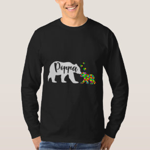 Cute Poppa Beer Autism Awareness Family Support Au T-shirt